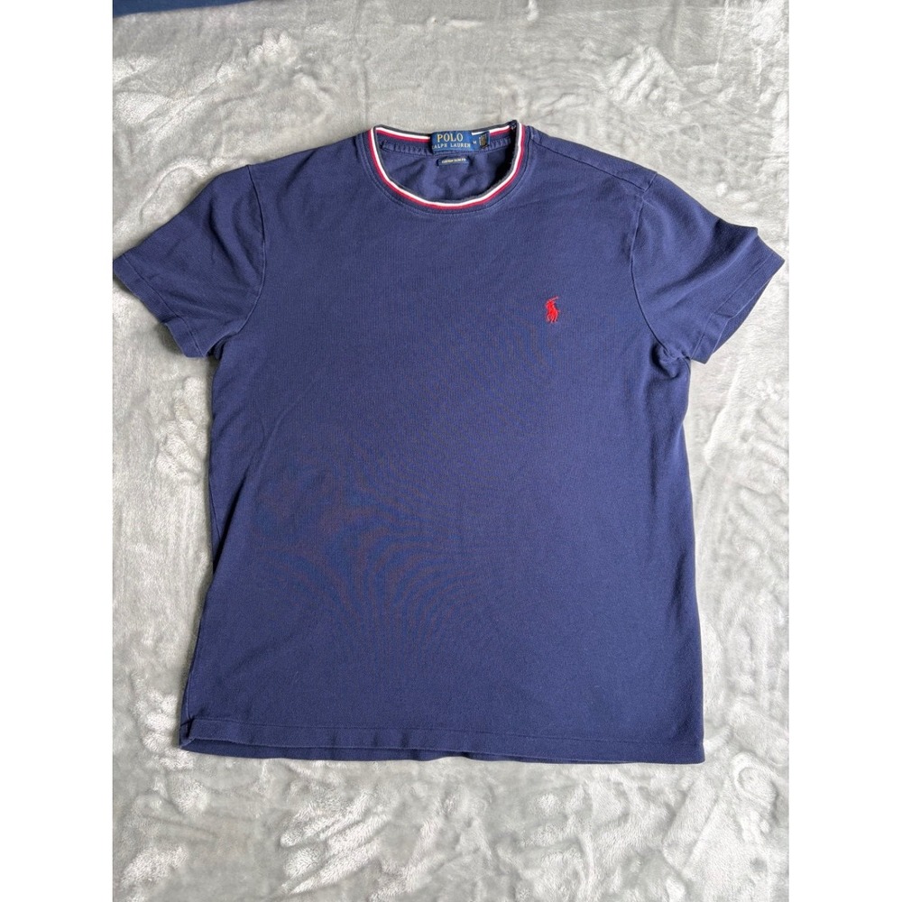 Polo Ralph Lauren Custom Slim Fit Men's T-Shirt M Blue Pique-like Texture